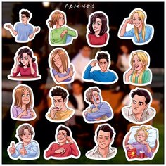 Стикеры "Сериал Друзья" / Стикербомбинг /Стикеры на телефон / ноутбук / для детей. Ru Print