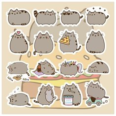 Стикеры "Pusheen cat" / Стикербомбинг /Стикеры на телефон / ноутбук / для детей. Ru Print