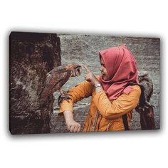 Картина на холсте "Сова и девочка" Ru-print . Картина для интерьера дома. Картина на холсте 40х60.