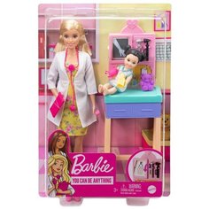 Набор игровой Barbie Кем быть? Профессии Детский доктор врач Педиатр блондинка GTN51