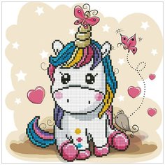 Кристальная мозаика (алмазная вышивка) "фрея" ALV-90 "Радужный единорог" 30 х 30 см