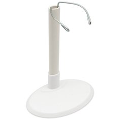 28892 Подставка для кукол овальная 10см, H-13-23см : пластик/металл, цв. белый Sovushka