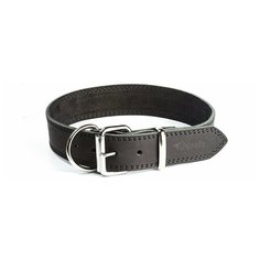 Ошейник кожаный для собак GRIPALLE Дакс, натуральная кожа, стальная фурнитура, размер: ширина 40 мм, длина 55 см, цвет черный,