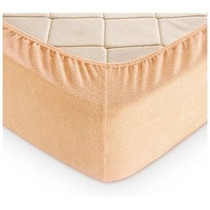 Махровая простыня на резинке Текс-Дизайн (крем) (160х200х30)