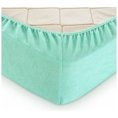 Махровая простыня на резинке Текс-Дизайн (мята) (160х200х30)