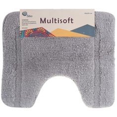 Коврик для туалета MULTISOFT, 45х55 см, микрофибра плюш, ворс 20мм, цвет серый Primanova