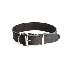 Ошейник кожаный для собак GRIPALLE Дакс , натуральная кожа, стальная фурнитура, размер: ширина 40 мм, длина 65 см, цвет черный,