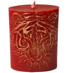 Свеча из воска "Тигр" красный (2шт)