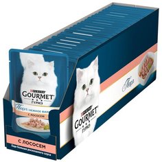 GOURMET PERLE для взрослых кошек нежное филе с лососем в соусе (85 гр х 24 шт)