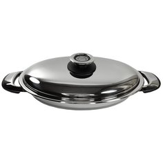 Сковорода овальная Master Inox 34х21 см 1,8 литров из нержавеющей стали 18/10 с толстым дном ЭкоДомус