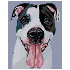 Картина по номерам, "Живопись по номерам", 40 x 50, A269, пёс, животное, язык, порода, ошейник, пейзаж