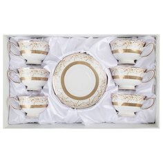 Чайный сервиз Millimi Муза (802-027), 6 персон, 12 предм., белый/золотистый