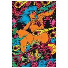 Картина по номерам, "Живопись по номерам", 80 x 120, FU08, женщина, графика, линии, спорт, поп- арт, скейтборд