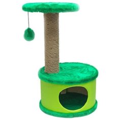 Домик-когтеточка Дарэлл "Конфетти", круглый, цвет: зеленый, 37 х 37 х 73 см