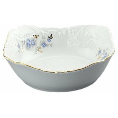 Салатник 17 см квадратный Cmielow "Рококо /Голубой цветок" / 111637