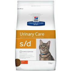 Hills Prescription Diet S/D Urinary Care Лечебный Сухой Корм Для Кошек Для Поддержания Здоровья Мочевыводящих Путей 1,5кг Hills