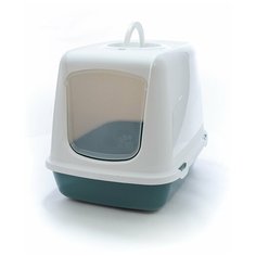 Туалет-домик для кошек SAVIC Oscar 50х37х39 см белый/холодный-зеленый 1 шт.