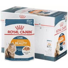 Влажный корм для кошек Royal Canin Feline Health Nutrition Intense Beauty Jelly Для Поддержания Красоты Шерсти Аппетитные Кусочки в Желе 85 гр х 12шт