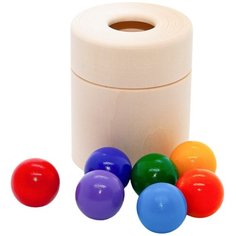 Сортер деревянный Монтессори для малышей Бочонок сортер средний с шариками 3 см. 7 цветов Эврилэнд