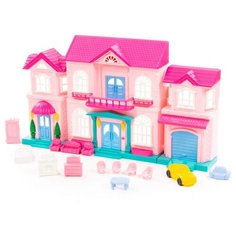 Полесье кукольный домик "София" с набором мебели и автомобилем 78018, розовый