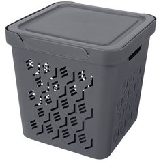 Ящик с крышкой универсальный "DELUXE", 286х286х286 мм, 18л (Серый) Econova