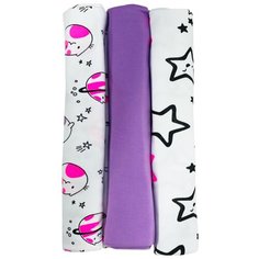 Пеленки трикотажные Папитто "Планетки", для девочки, 3 штуки, 120x90 см