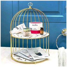 Блюдо- этажерка, фруктовница 2 яруса "Белый мрамор", 38см Nouvelle, 1180049