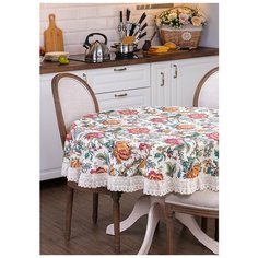 Скатерть круглая Santalino Ева, диаметр 160 см, 100% х/б, белая (850-835-73)