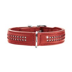 Hunter ошейник для собак Diamond Elk Petit 37 (30-34 см) кожа, 2 ряда страз красный чили Zo Oexpress