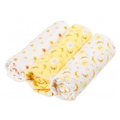 Многоразовая пеленка Forest kids фланель 130х90 см 3 шт, облака/звезды/желтый