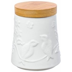 Elan gallery Банка для хранения "Птички на ветке" 500 мл. белый/коричневый