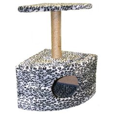 Игровой комлекс для кошек Zooexpress "Лапки", угловой с полкой, с рисунком, 43х43х72 см