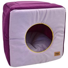 Домик для кошек Zooexpress Ампир, куб-трансформер, мебельная ткань, лиловый-баклажан, 42х42х40 см