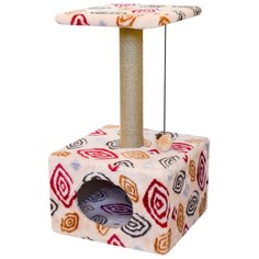 Игровой комлекс для кошек Zooexpress Fantasy, куб большой с полкой, с рисунком, 40х40х72 см