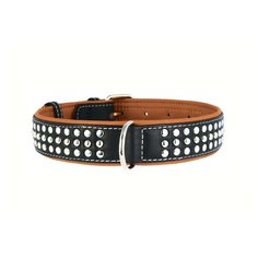 Ошейник COLLAR Soft с металлическим украшением чёрный верх 35 мм х 57-71см