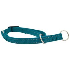 Ошейник ZOOEXPRESS FRESH LINE 25 мм, полуудавка с 3 кольцами, капрон, светоотражающая нить, длина 40-50 см, морская волна