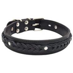 Ошейник ZOOEXPRESS двухслойный, 26 мм, колосок, длина до 50 см, черный