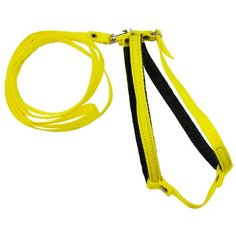 Комплект Zooexpress 1001Ж поводок + шлейка капроновый с фетром желтый до 45 см