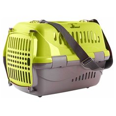 Переноска ZOOexspress для животных "Турне" M авиа с металлической дверцей (коврик + ремень) 48х32х32 см зеленая