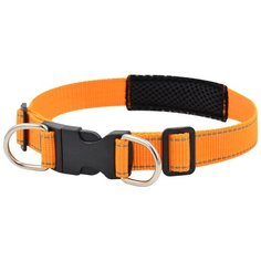 Ошейник ZOOEXPRESS FRESH LINE 20 мм, капрон и сетка, светоотражающая нить, фастекс, длина 20-30 см, апельсиновый