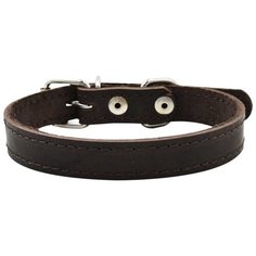 Ошейник ZOOEXPRESS однослойный, 18 мм, строченый, длина до 42 см, коричневый