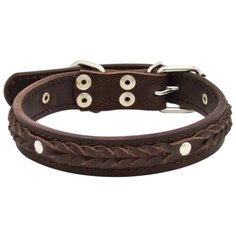 Ошейник ZOOEXPRESS двухслойный, 26 мм, колосок, длина до 50 см, коричневый