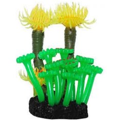 Коралл для аквариума Уют Колония малая, силиконовый, зеленый с желтым, 8 см, 60,7 гр