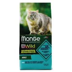 Корм Monge Cat BWild GRAIN FREE беззерновой корм из трески для взрослых кошек 1,5 кг
