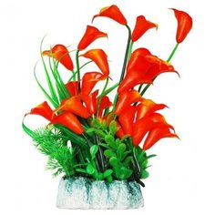 Растение для аквариума Уют Оранжевые цветы, 24 см, 270 гр