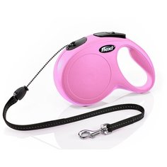 Flexi New Classic M 5м до 20кг поводок-рулетка трос, розовый