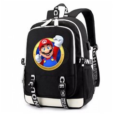 Рюкзак Марио (Mario) черный с USB-портом №5 Noname