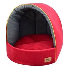 Домик для кошек Zooexpress Ампир, эстрада-трансформер, мебельная ткань, серый-бордо, 42х36х36 см