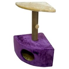 Игровой комлекс для кошек Zooexpress, угловой с полкой, однотонный, 43х43х72 см