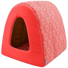 Домик для кошек Zooexpress Геометрия, туннель, бязь, коралловый, 42х50х35 см